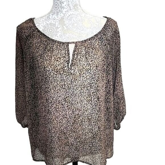 Miami sheer cheetah 3/4 sleeve top, Medium - Picture 1 of 7
